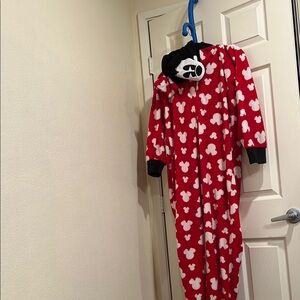 Disney Red Mickey Mouse Onesie for Adults with hood and tail